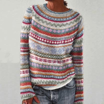 Ladies' Colorful Cable Knit Long Sleeve Sweater