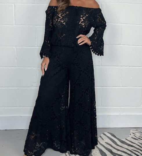 Relaxed Fit Crochet Two Piece Outfit Set