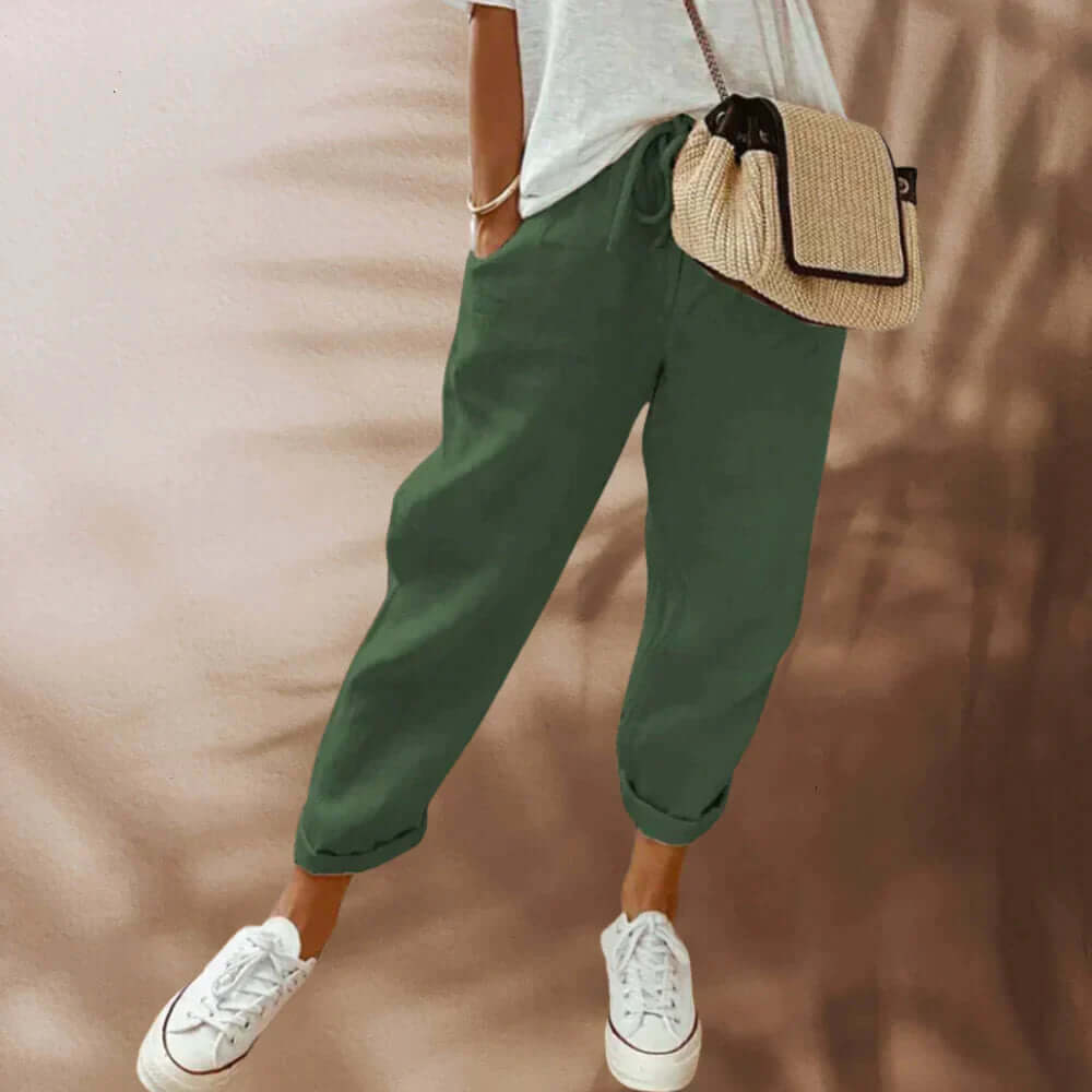 Ladies Slim Fit Pants with Waist Tie