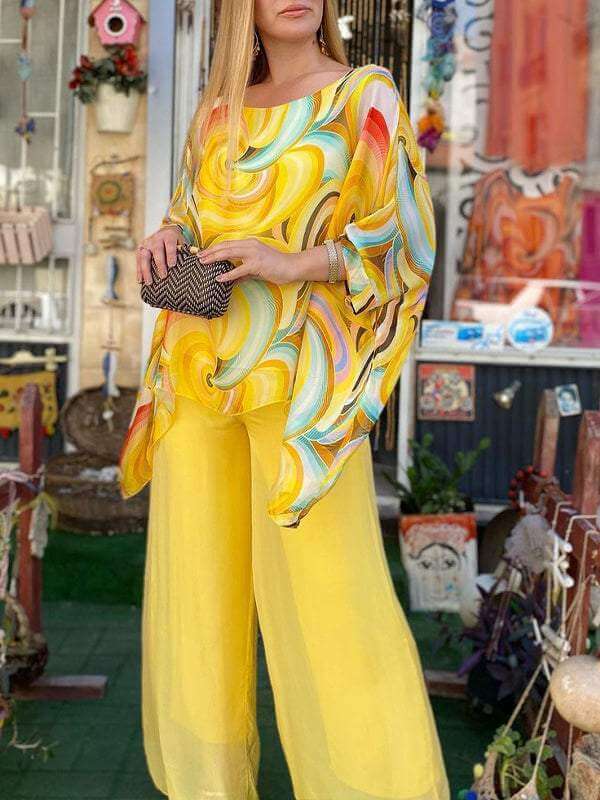 Ladies Elegant 2 Piece Chiffon Outfit