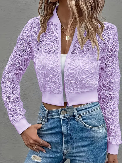 Short Embroidered Women's Bomber Jacket