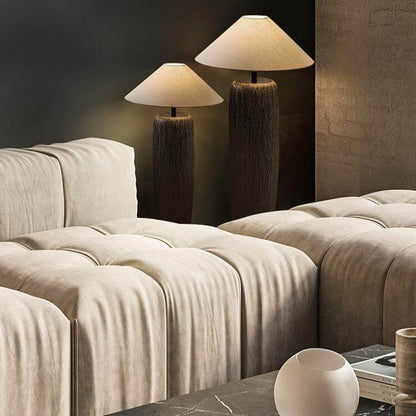 Traditional Wooden Table Lamp with Metal Details