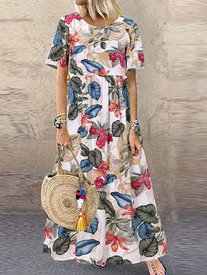 Vibrant Long Sleeve Beach Sundress - Luxivelle