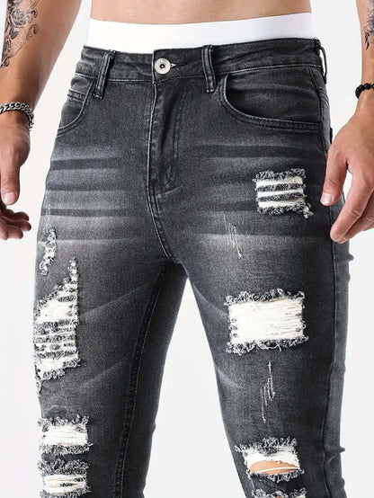 Trendy Distressed Slim Fit Jeans