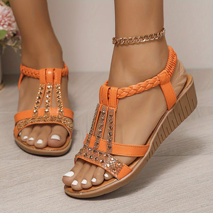 Sparkling Beaded Flat Sandals