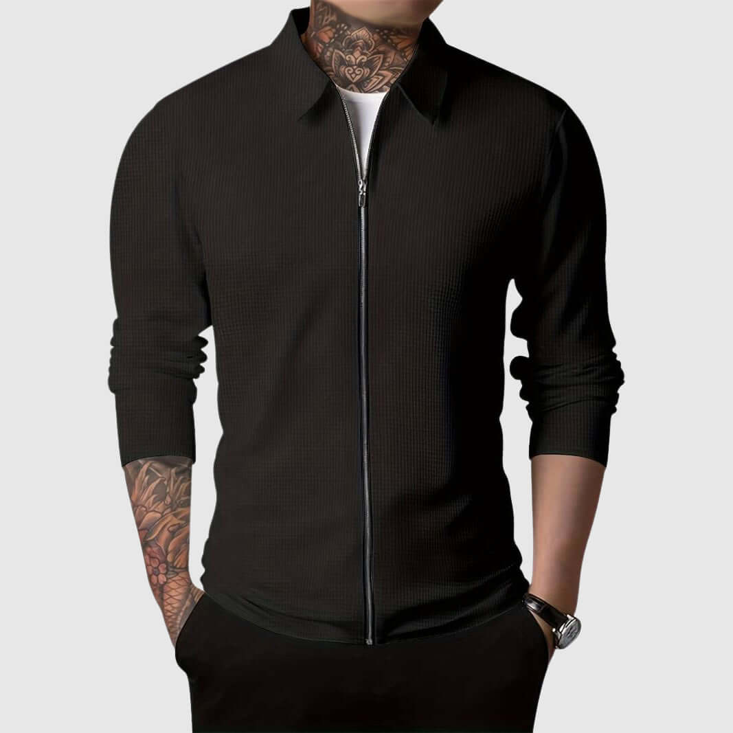 Warm Textured Zip Up Hoodie Jacket
