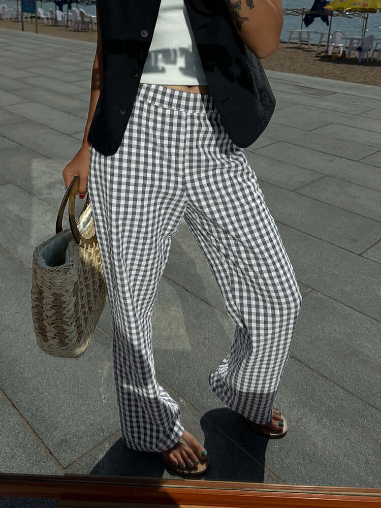 Classic Checked Loose Fit Pants