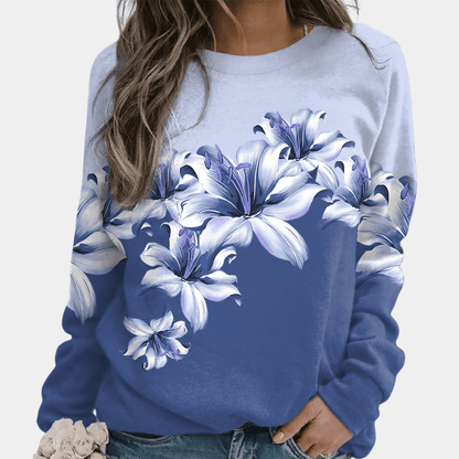 Casual Floral Loose Fit Women's Sweatshirt