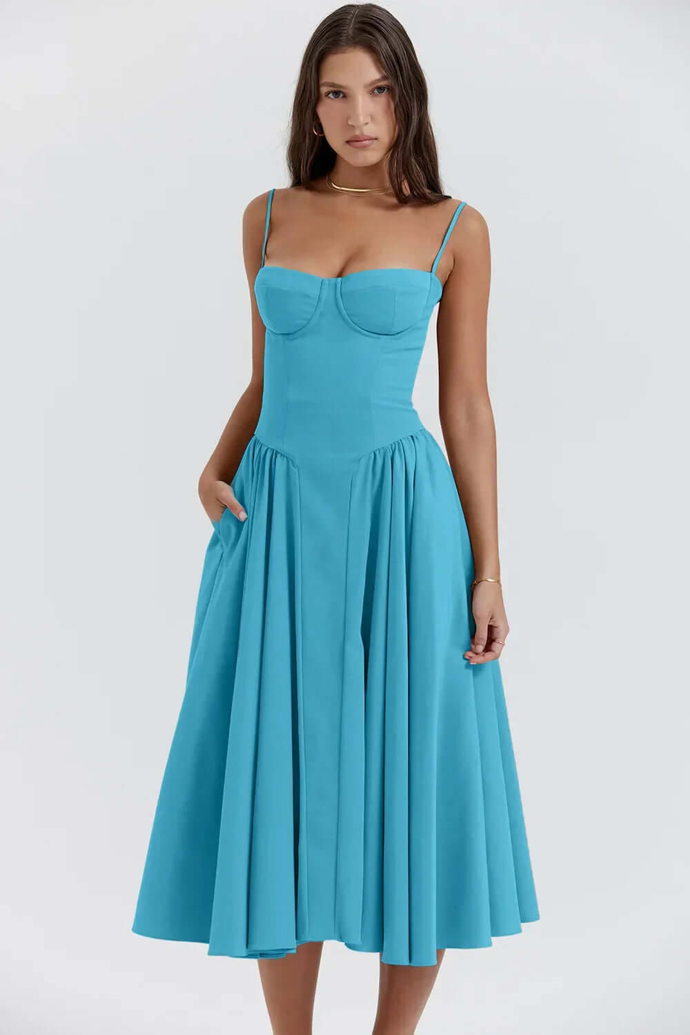 Feminine Strapless Bodycon Mid Length Dress