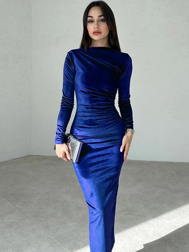 Fitted Women's Long Sleeve Party Dress