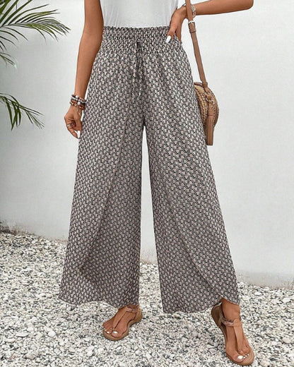 Womens Comfort Fit Printed Wide Leg Pants - Luxivelle