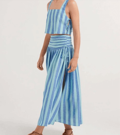 Feminine Crochet Blouse and Flowy Midi Skirt Set