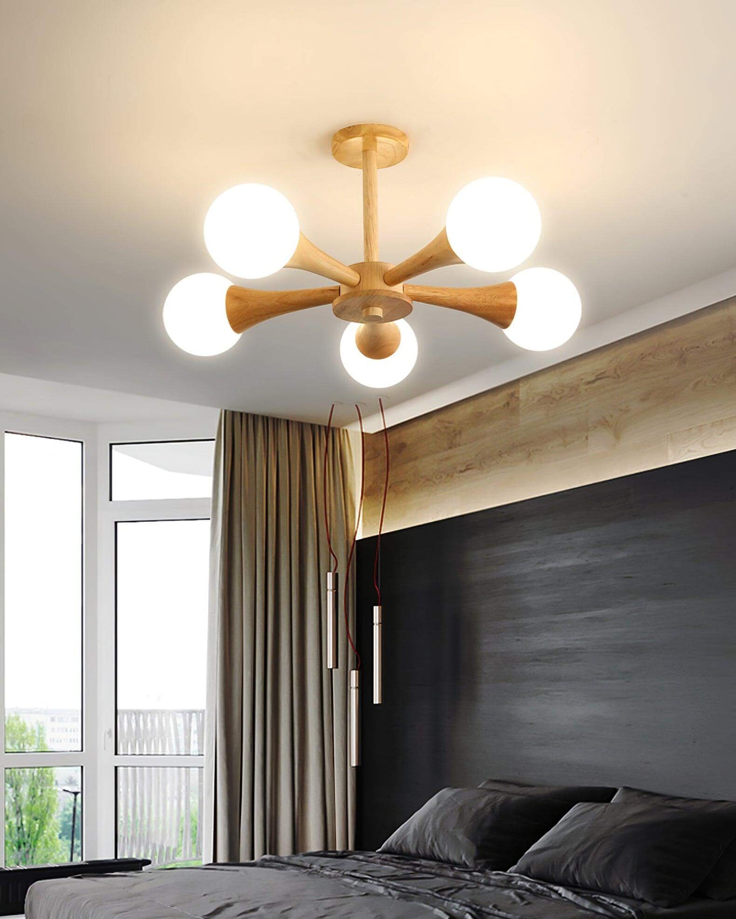 Luxury Wood and Glass Pendant Light