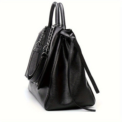 Chic black shoulder bag for women, sleek and spacious; ideal for office and casual use, complements all outfits.