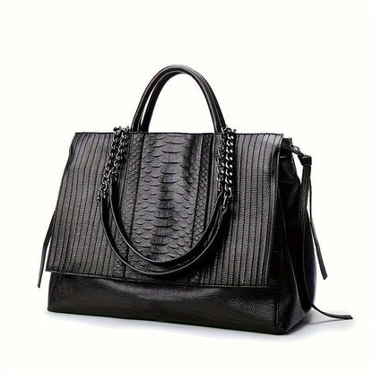 Chic black shoulder bag for women, sleek and spacious; ideal for office and casual use, complements all outfits.