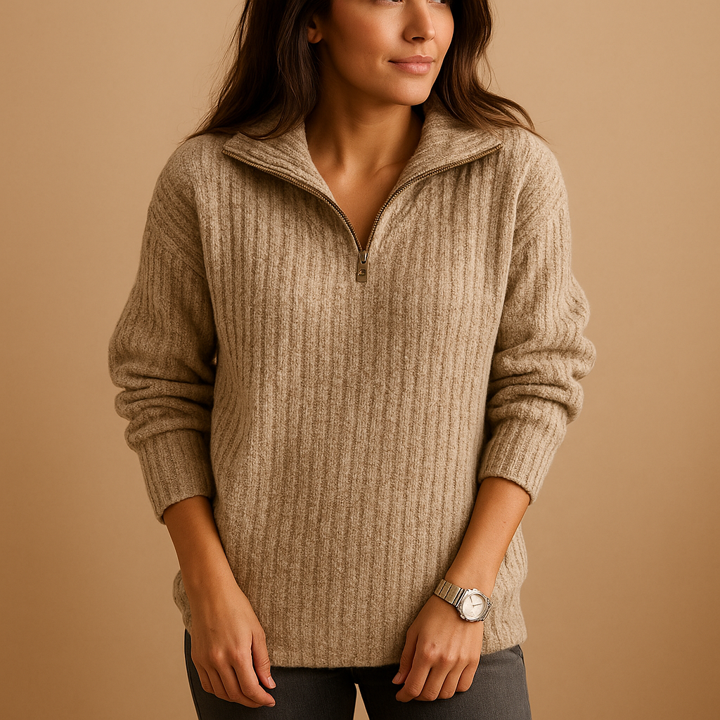 Fashionable Women's Zip Up Sweater - Luxivelle