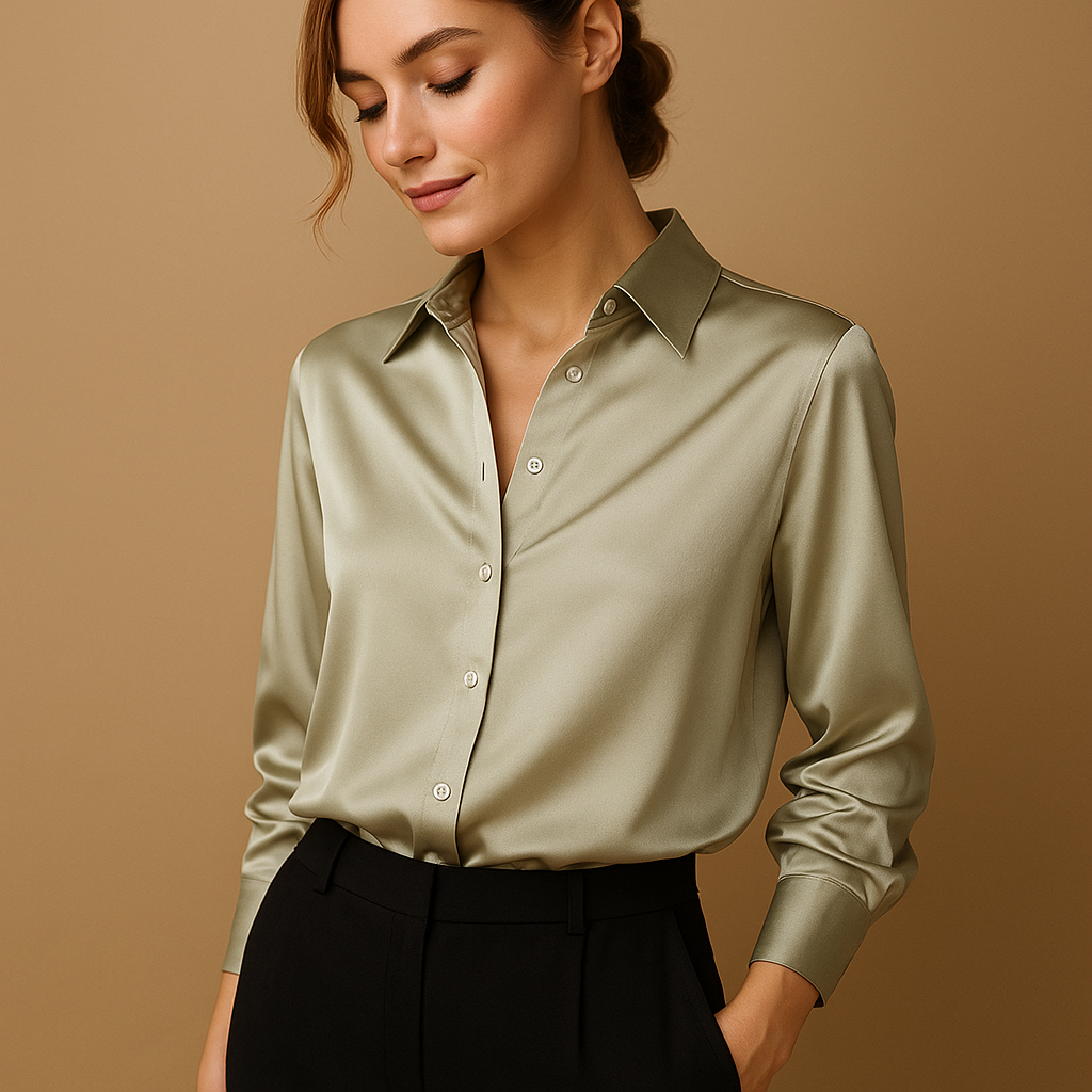 Elegant Women's V-Neck Shirt with Collar - Luxivelle
