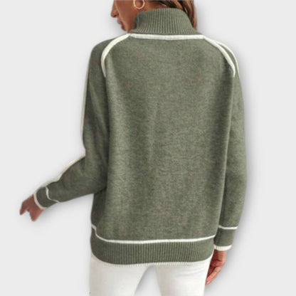 Cozy Olive Crew Neck Knit Sweater