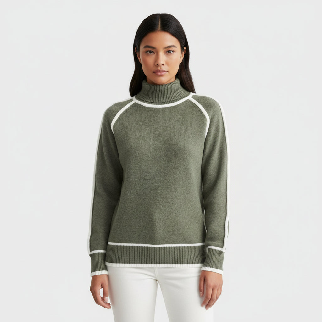 Cozy Olive Crew Neck Knit Sweater - Luxivelle