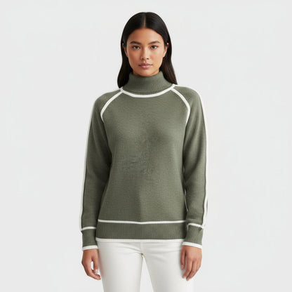 Cozy Olive Crew Neck Knit Sweater - Luxivelle