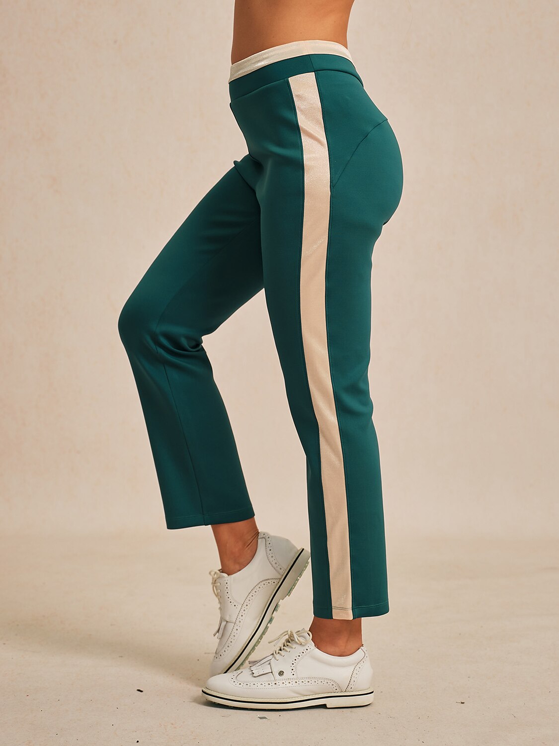 Comfortable 39 Inch Elastic Dark Blue Ankle Pants
