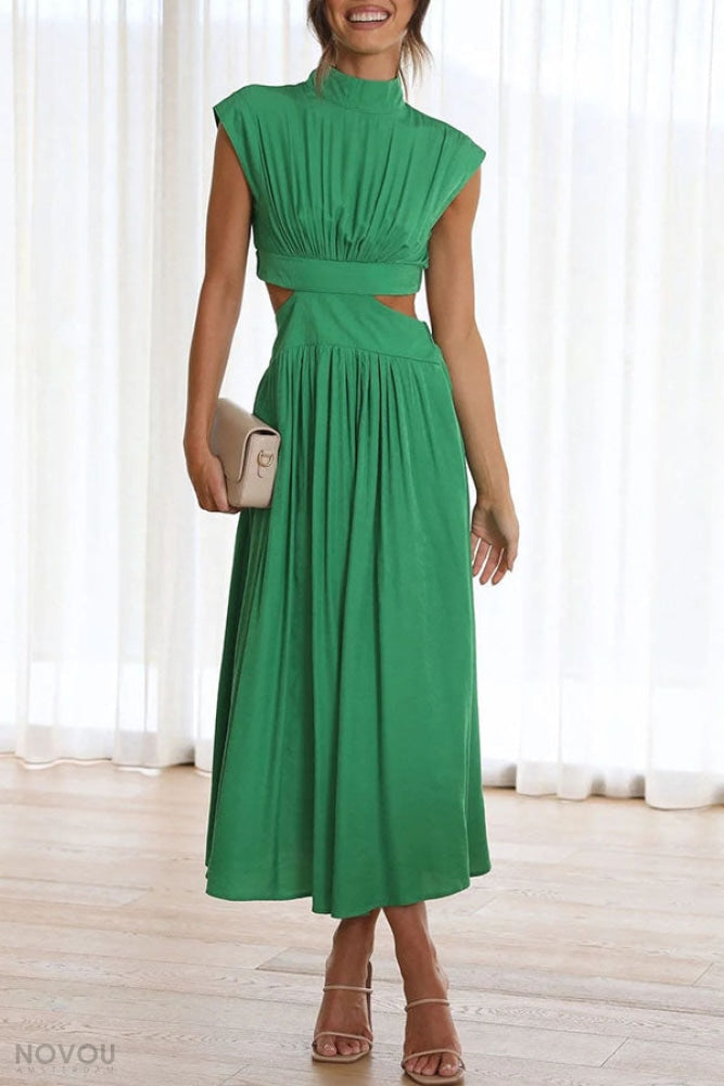 Lorna Turtleneck Midi Dress - Comfortable Cotton Blend, Women's Summer Dress-5