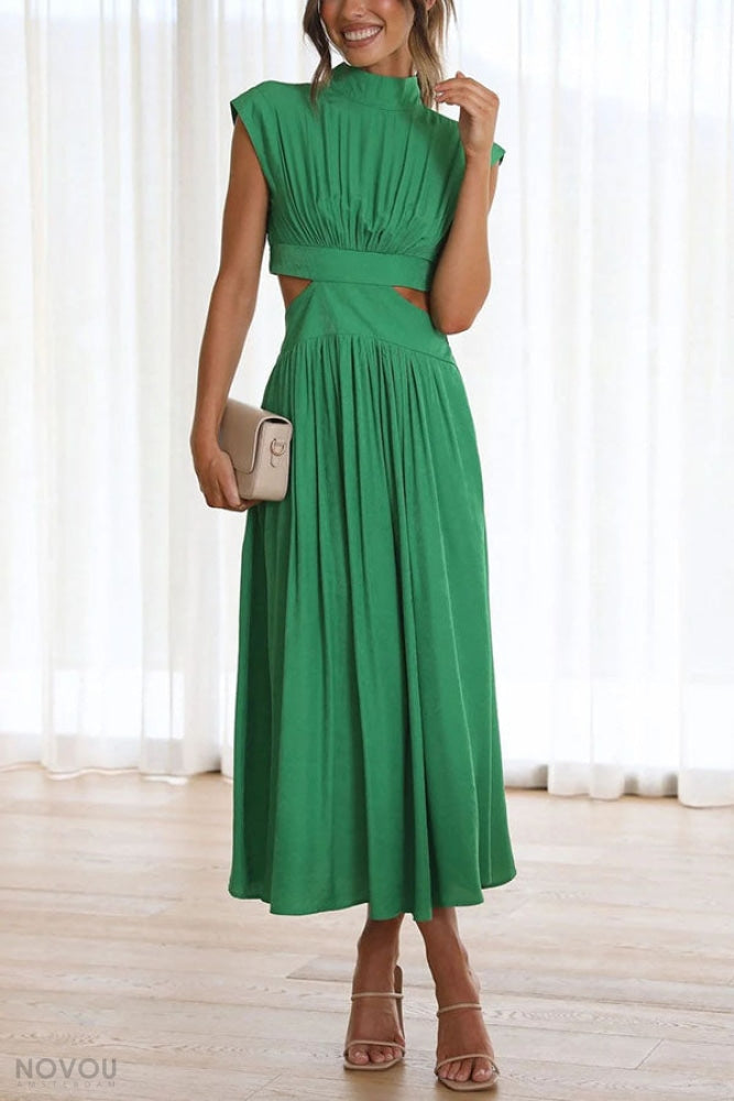 Variant image for Lorna Turtleneck Midi Dress - Comfortable Cotton Blend, Women's Summer Dress-5