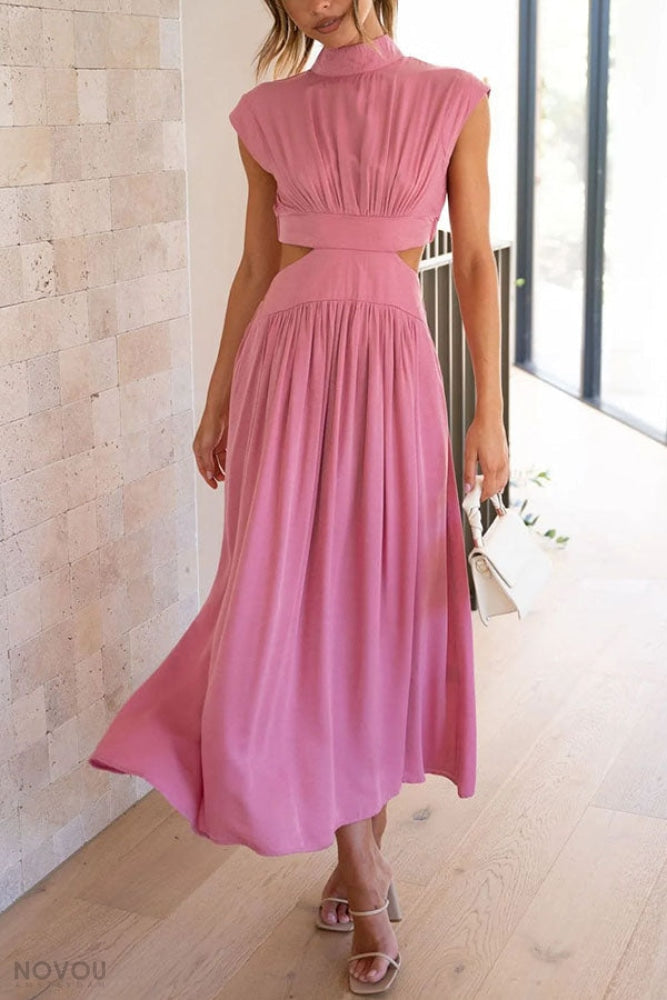 Variant image for Lorna Turtleneck Midi Dress - Comfortable Cotton Blend, Women's Summer Dress-17