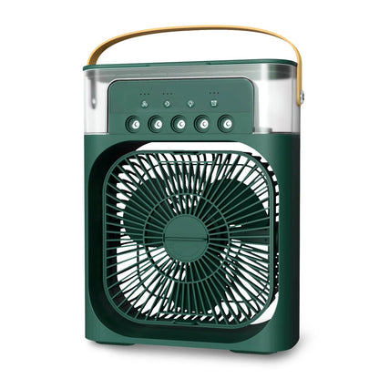 "Compact 3-in-1 portable air cooler humidifier, sleek design, adjustable fan speeds, ideal for small spaces, home or office u