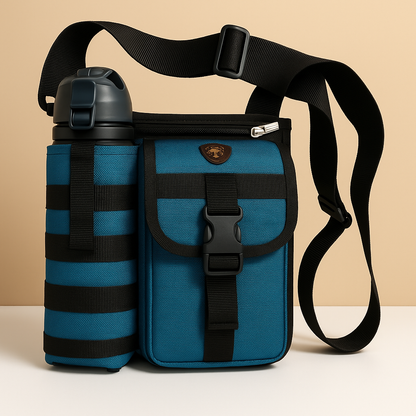 Men’s compact crossbody travel bag with water bottle holder, anti-theft pocket, and adjustable strap for secure and hands-free exploring.