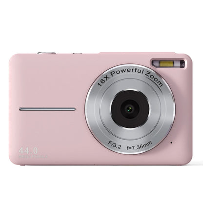 "Compact digital camera for teens, 44MP, 1080P, 16X zoom, 2.4-inch LCD, portable design"