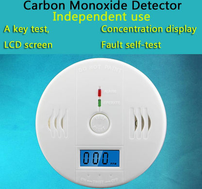 "Compact digital smoke and carbon monoxide detector with LCD display and dual detection for enhanced home safety."