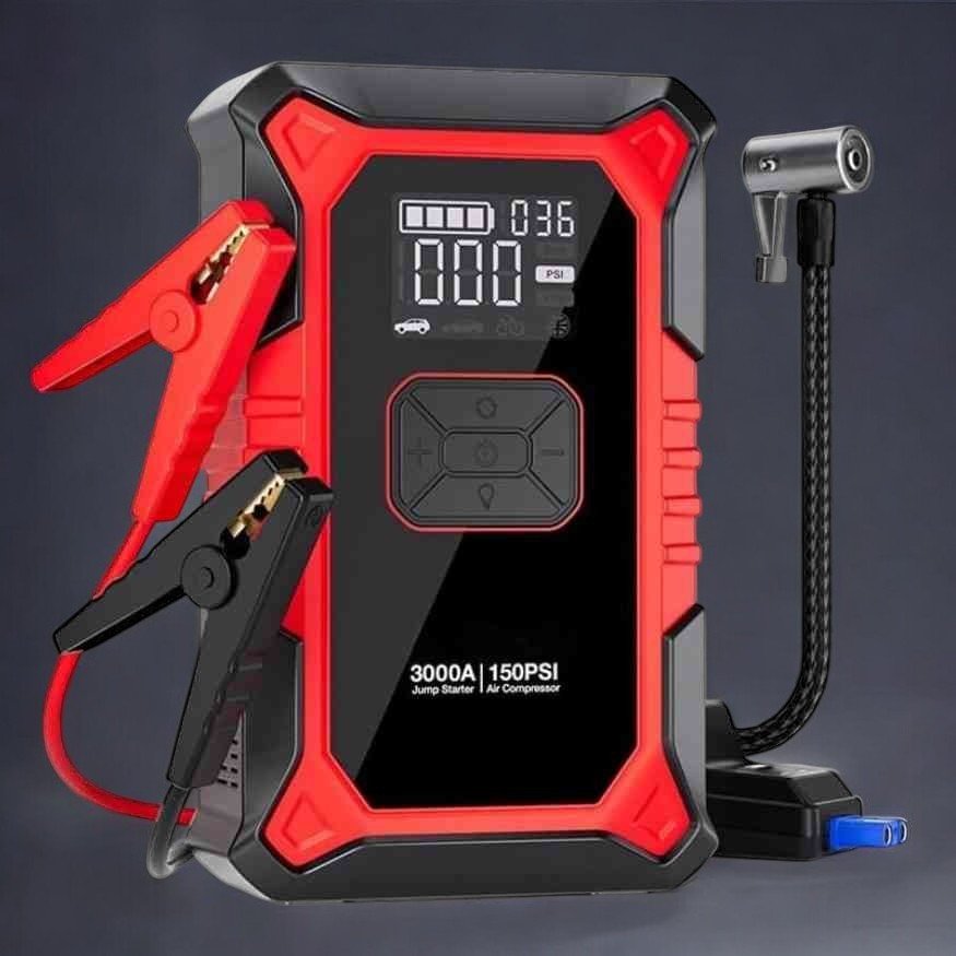 Compact Car Jump Starter with Inflator and USB Charger - Luxivelle