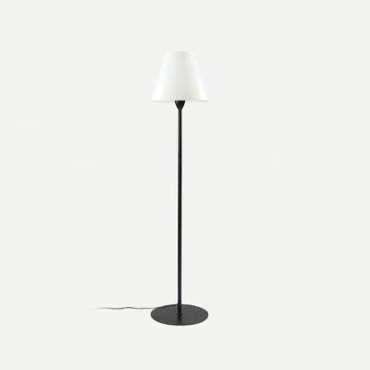 "Contemporary metal and acrylic floor-standing lamp with sleek lines, modern flair, perfect for home decor lighting."