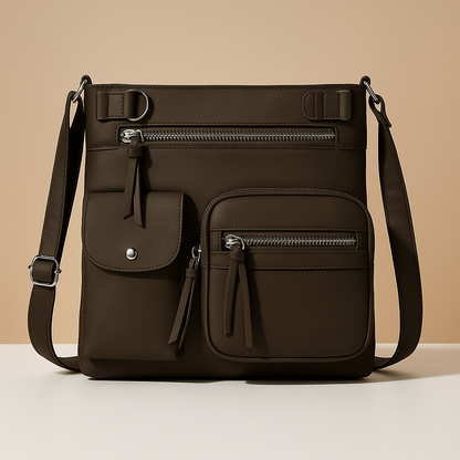 Women’s convertible anti-theft leather shoulder bag with hidden compartments, lightweight design, and modern style for daily use