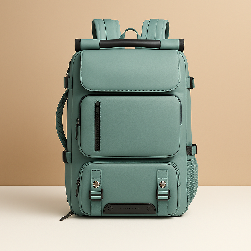 Waterproof convertible backpack duffle bag for men featuring USB-charging port, ventilated shoe compartment, and multiple carrying styles for effortless travel.