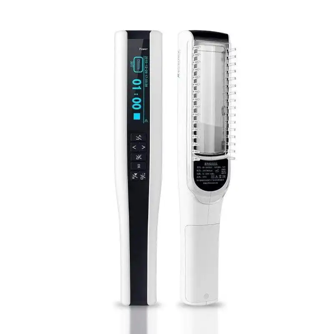 Cordless UVB lamp for at-home skin therapy, medium 5x2" area, LED screen, non-invasive treatment for psoriasis and eczema.