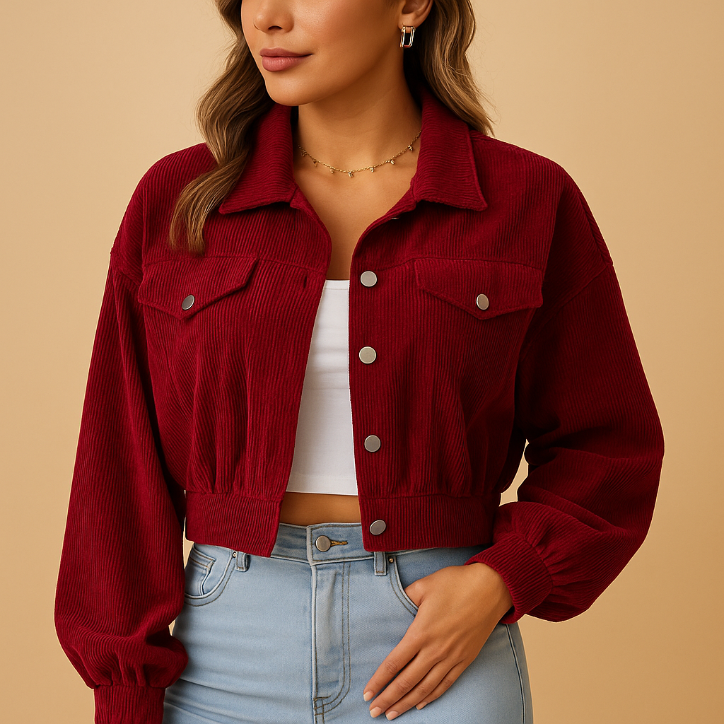 Feminine Textured Short Jacket for Women - Luxivelle
