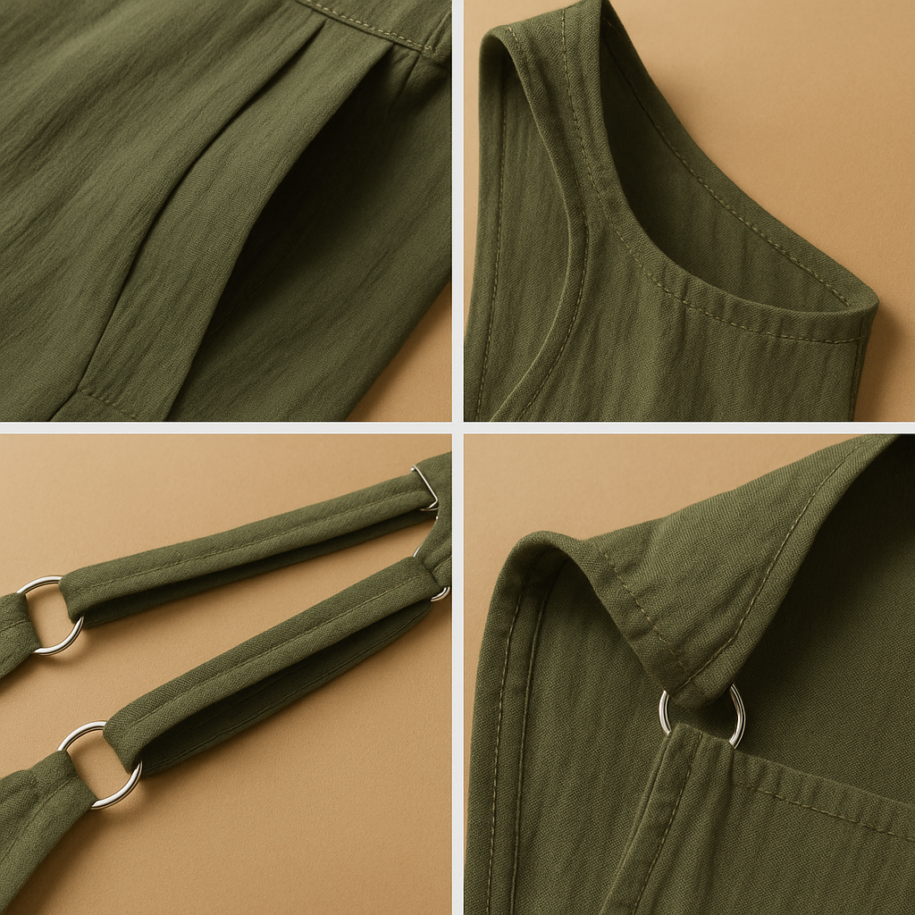 Cotton-linen wide-leg summer jumpsuit for women in relaxed fit, ideal for casual outings, lounging, and sunny days in style.