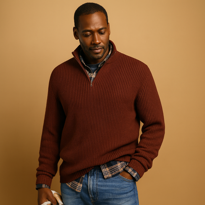 Men’s cotton winter sweater in timeless design, available in multiple colours and ideal for both casual and formal winter outfits.