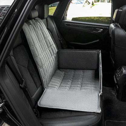 Cozy padded dog car seat basket for safe travel, features secure straps, plush padding, stylish design, ideal for pets.