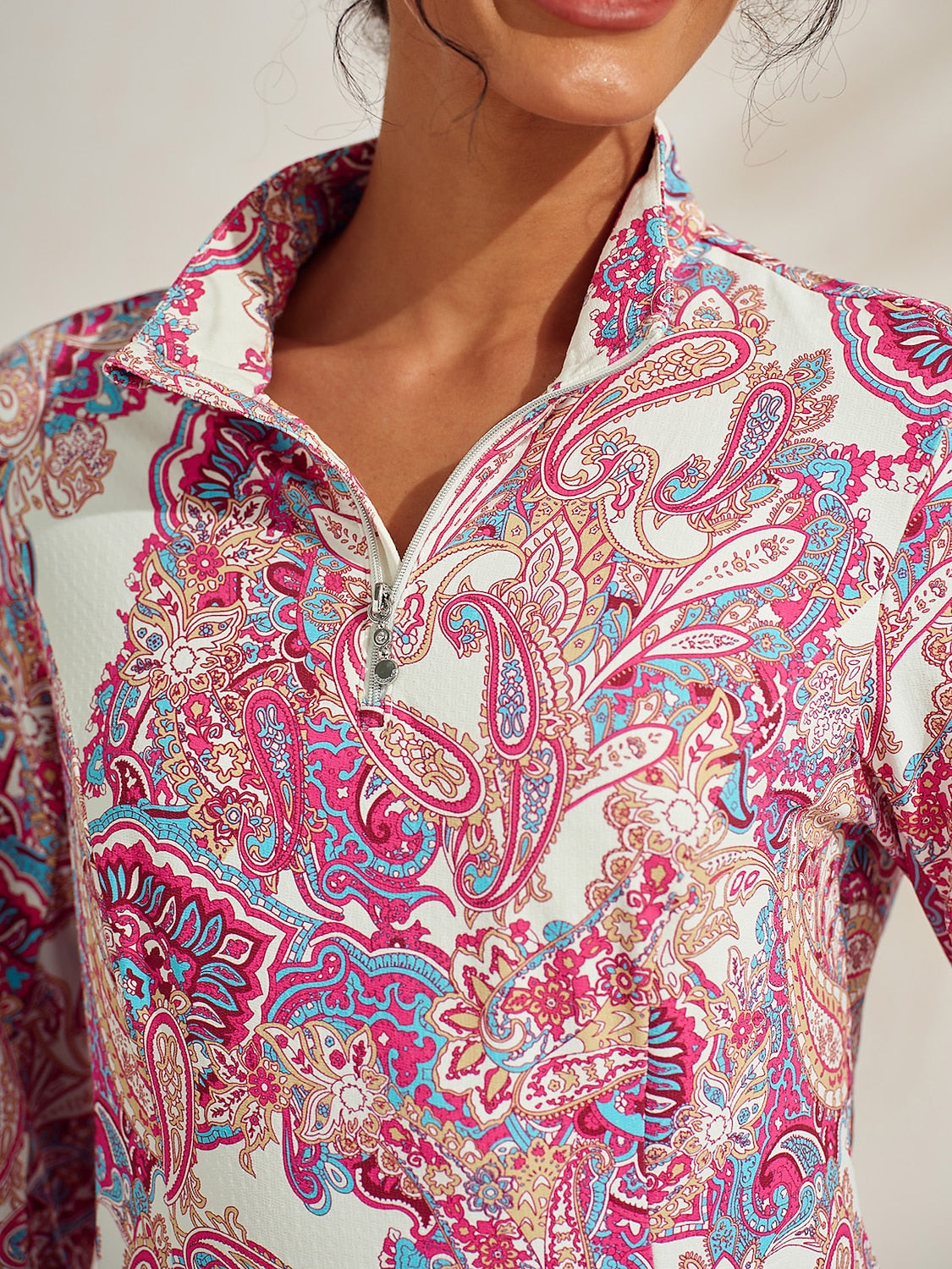Soft Fleece Long Sleeve Mock Neck Quarter Zip Top