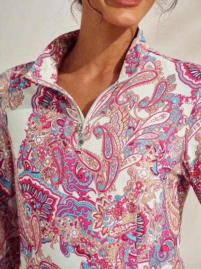 Soft Fleece Long Sleeve Mock Neck Quarter Zip Top