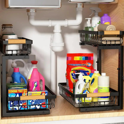 Sturdy Expandable Metal Under Sink Storage Rack - Luxivelle
