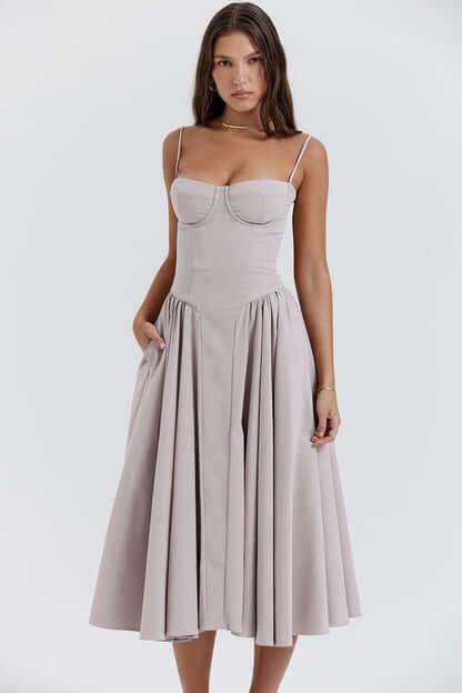 Feminine Strapless Bodycon Mid Length Dress