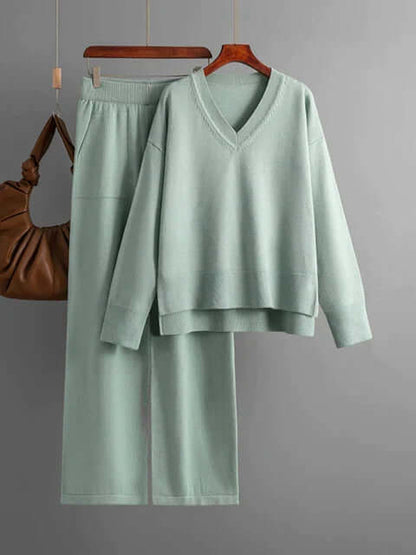 Ladies' Crew Neck Jumper and Loose Fit Pants Set