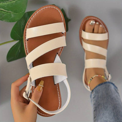 Ladies Comfortable Triple Buckle Flat Sandals