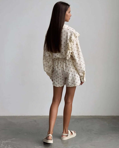 Ladies Floral Crop Top and Shorts Outfit Set