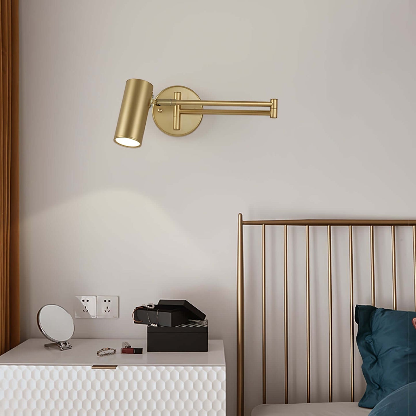 Flexible Brushed Steel LED Wall Light with Arm