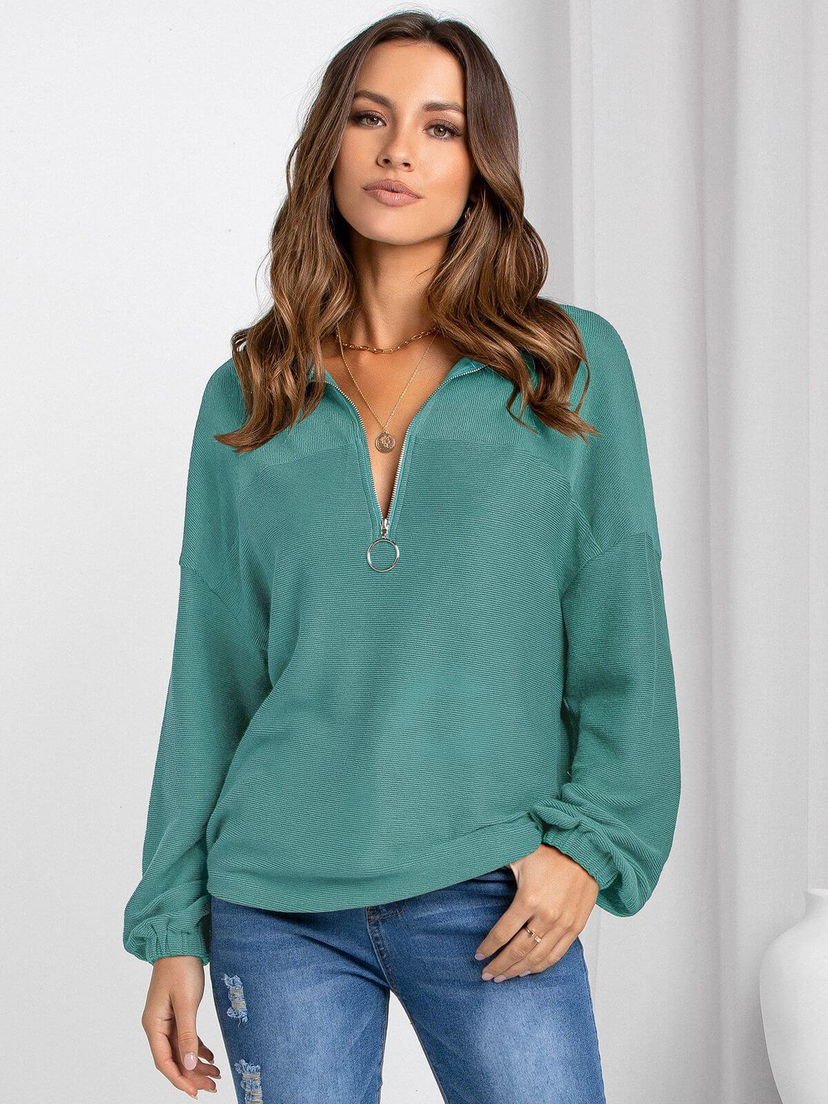 Relaxed Fit Cozy Half Zip Sweater